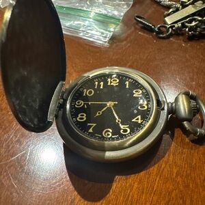 Vintage Pocket Watch with Black Dial